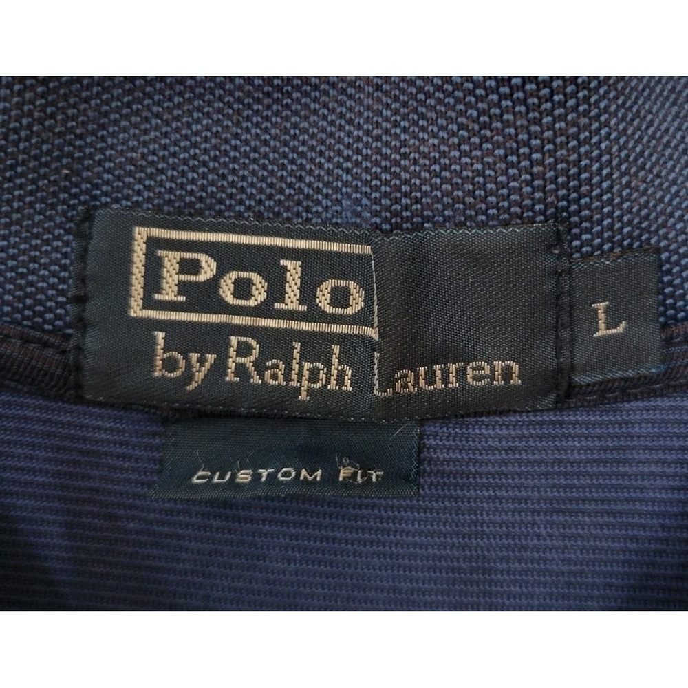 Polo by Ralph Lauren Shirt Men's L Blue Striped Embroidered Custom Fit HAS FLAW - Picture 4 of 6